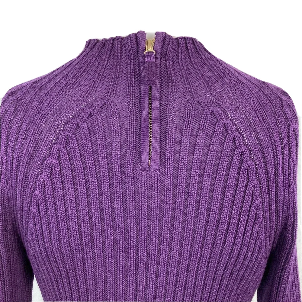 Talbots Sweater Womens Sz S Purple Ribbed Knit Mock Neck Cotton‎ Blend
